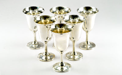 Set of Six Vintage Sterling Silver Goblets by Wallace