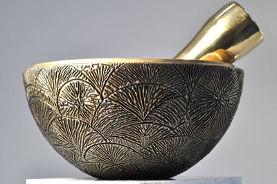 Radiating Tributaries Bronze Mortar and Pestle