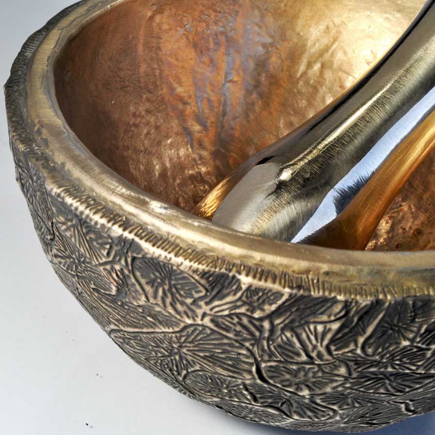 Faceted Burl Bronze Mortar and Pestle